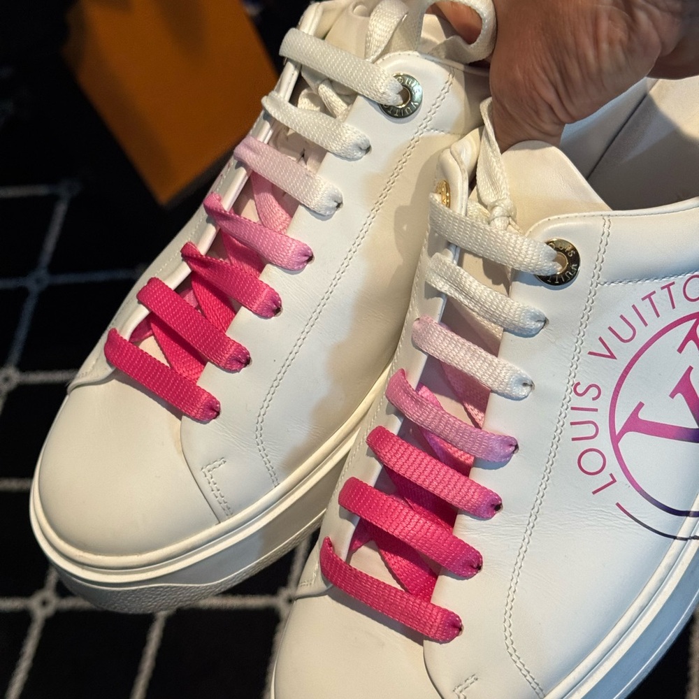 Louis Vuitton Time Out Open Back White &Pink Women's Sneakers